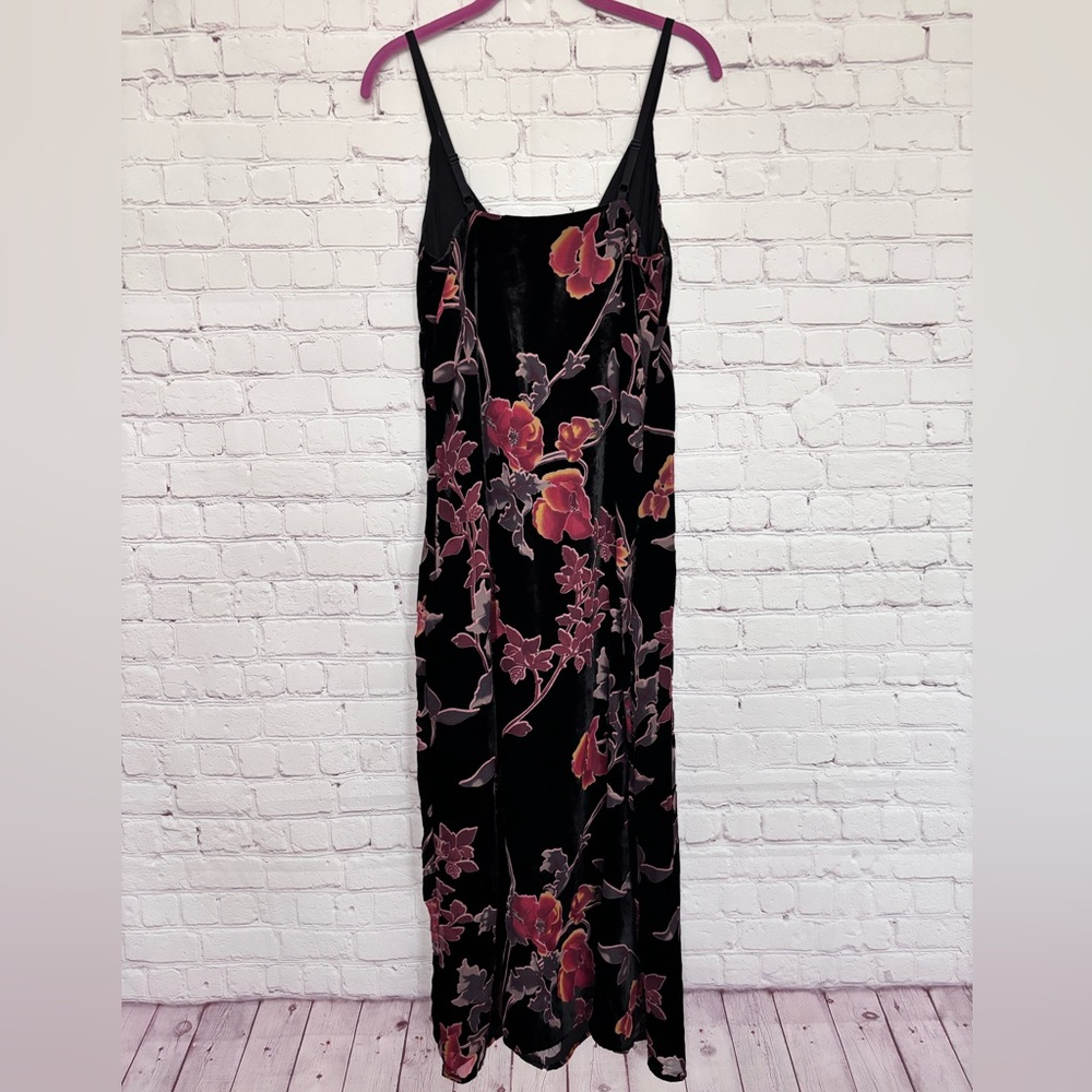 RACHEL ZOE Spaghetti Strap Black Floral Burnout Velvet Midi Slip Dress--NWT--8 - Picture 5 of 14